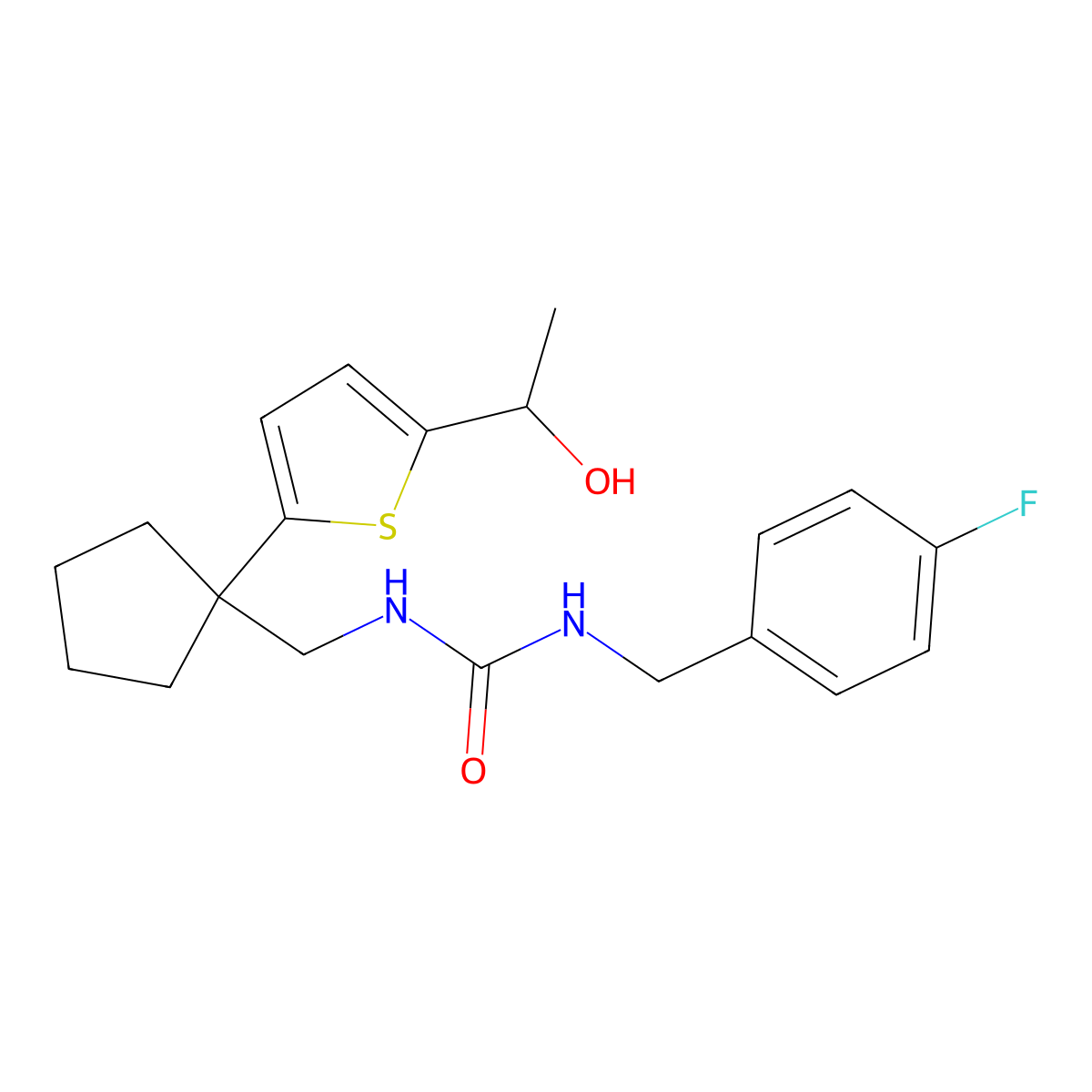 1-(4-Fluorobenzyl)-3-((1-(5-(1-hydroxyethyl)thiophen-2-yl)cyclopentyl)methyl)urea molecular structure, CAS 2034256-28-3