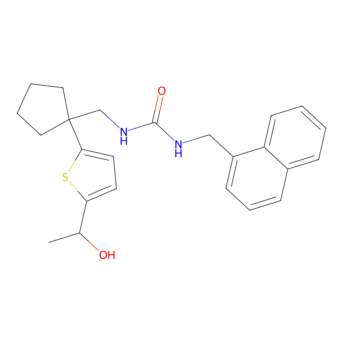 1-((1-(5-(1-Hydroxyethyl)thiophen-2-yl)cyclopentyl)methyl)-3-(naphthalen-1-ylmethyl)urea molecular structure, CAS 2034256-31-8