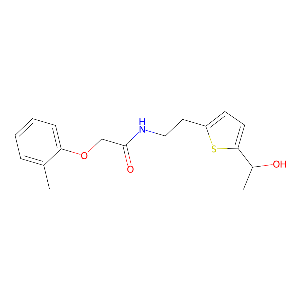 N-(2-(5-(1-hydroxyethyl)thiophen-2-yl)ethyl)-2-(o-tolyloxy)acetamide molecular structure, CAS 2034256-37-4