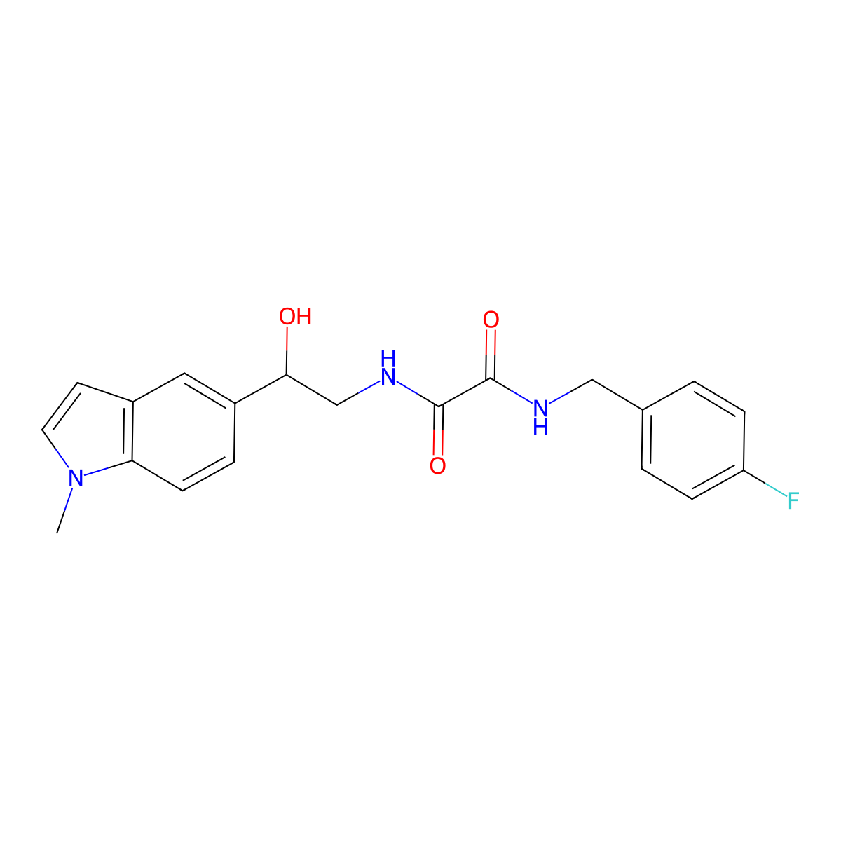 N1-(4-fluorobenzyl)-N2-(2-hydroxy-2-(1-methyl-1H-indol-5-yl)ethyl)oxalamide molecular structure, CAS 2034256-38-5