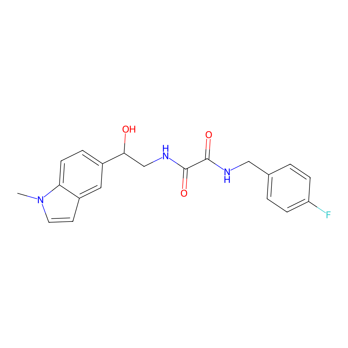 N1-(4-fluorobenzyl)-N2-(2-hydroxy-2-(1-methyl-1H-indol-5-yl)ethyl)oxalamide molecular structure, CAS 2034256-38-5