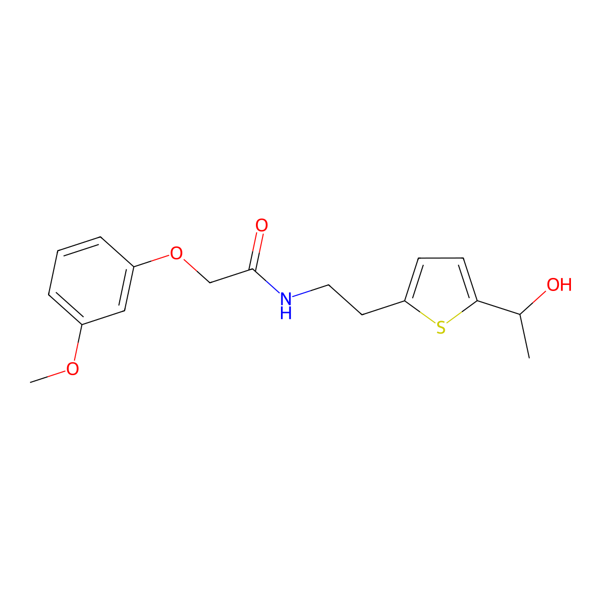 N-(2-(5-(1-hydroxyethyl)thiophen-2-yl)ethyl)-2-(3-methoxyphenoxy)acetamide molecular structure, CAS 2034256-40-9