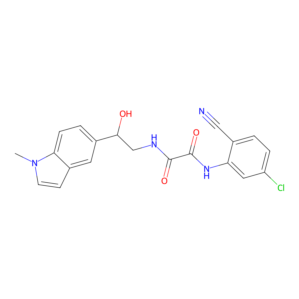 N1-(5-chloro-2-cyanophenyl)-N2-(2-hydroxy-2-(1-methyl-1H-indol-5-yl)ethyl)oxalamide molecular structure, CAS 2034256-47-6