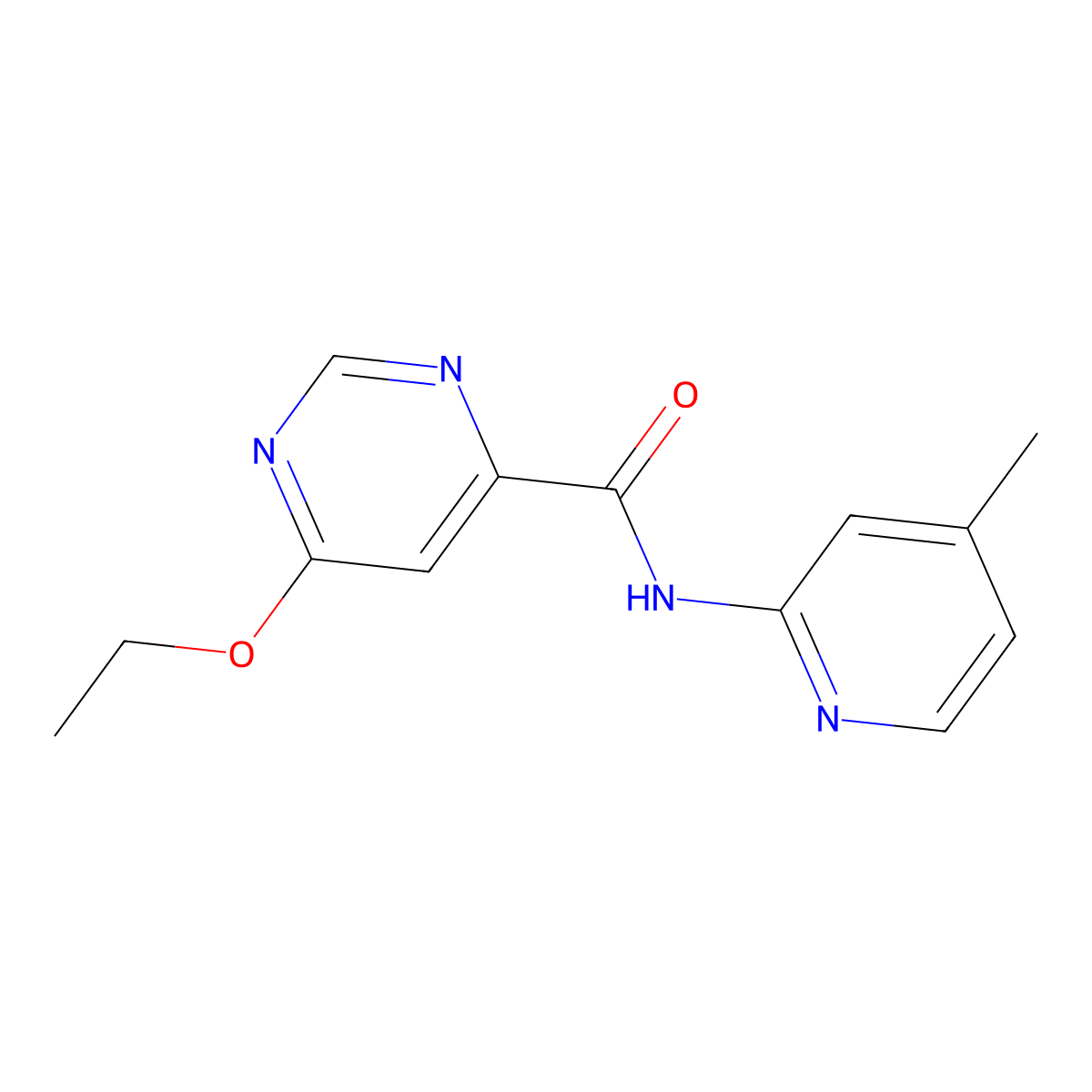 6-ethoxy-N-(4-methylpyridin-2-yl)pyrimidine-4-carboxamide molecular structure, CAS 2034256-50-1