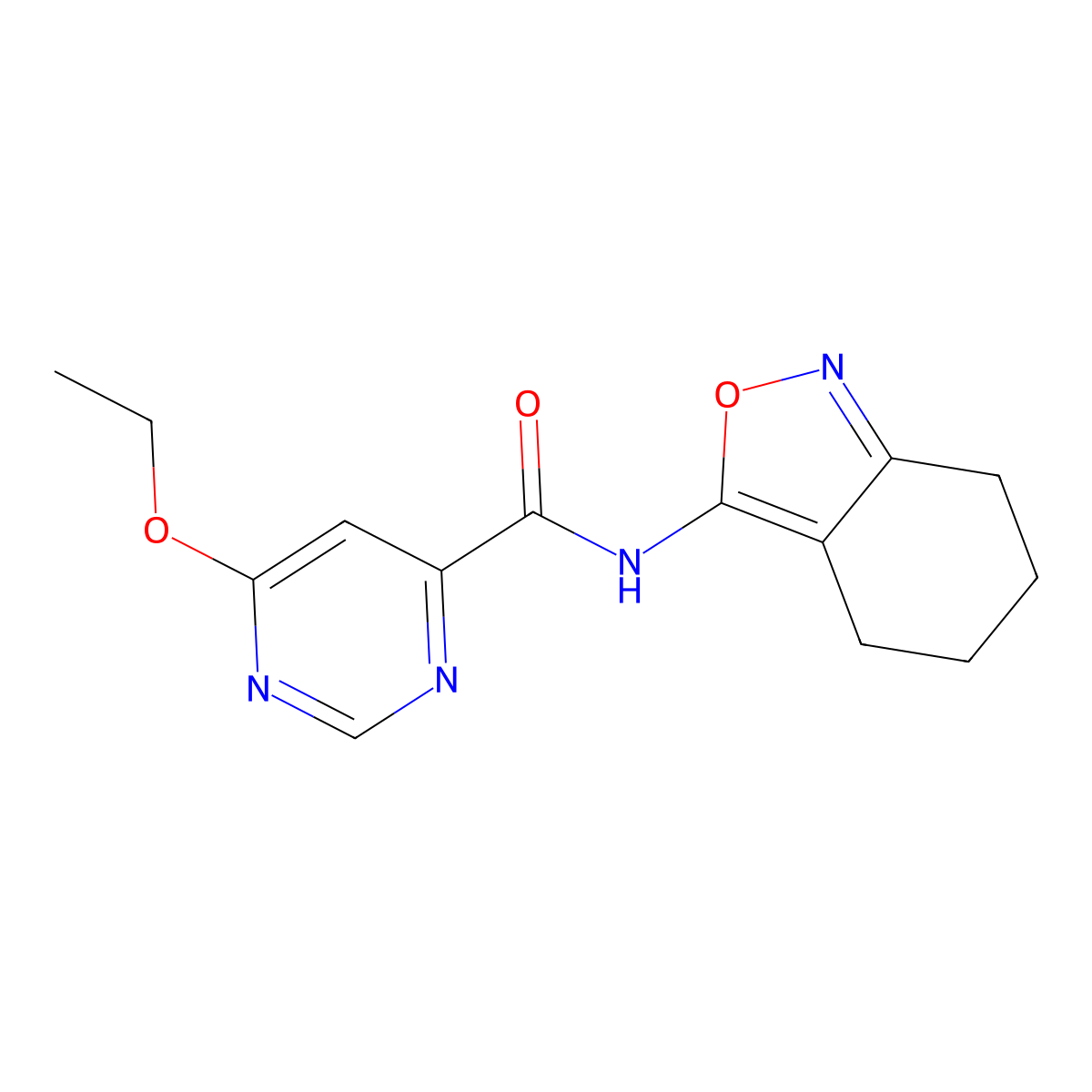 6-ethoxy-N-(4,5,6,7-tetrahydrobenzo[c]isoxazol-3-yl)pyrimidine-4-carboxamide molecular structure, CAS 2034256-55-6