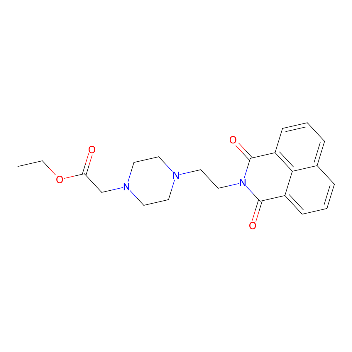 ethyl 2-(4-(2-(1,3-dioxo-1H-benzo[de]isoquinolin-2(3H)-yl)ethyl)piperazin-1-yl)acetate molecular structure, CAS 2034256-57-8