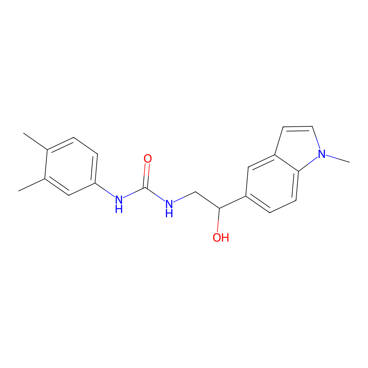 1-(3,4-dimethylphenyl)-3-[2-hydroxy-2-(1-methyl-1H-indol-5-yl)ethyl]urea molecular structure, CAS 2034256-58-9