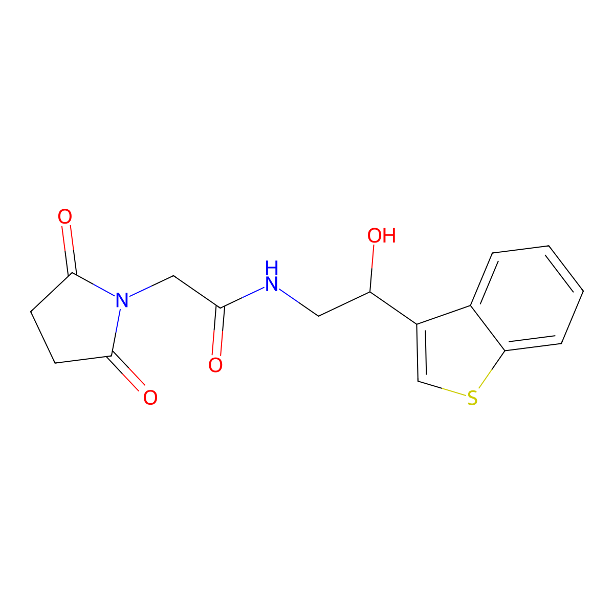 N-(2-(benzo[b]thiophen-3-yl)-2-hydroxyethyl)-2-(2,5-dioxopyrrolidin-1-yl)acetamide molecular structure, CAS 2034256-59-0