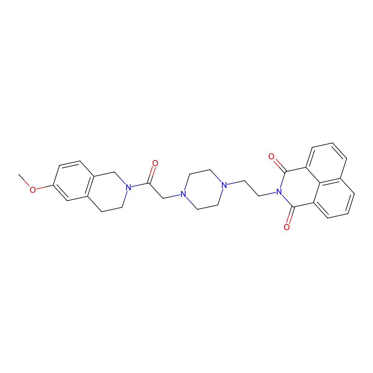 2-(2-(4-(2-(6-methoxy-3,4-dihydroisoquinolin-2(1H)-yl)-2-oxoethyl)piperazin-1-yl)ethyl)-1H-benzo[de]isoquinoline-1,3(2H)-dione molecular structure, CAS 2034256-62-5