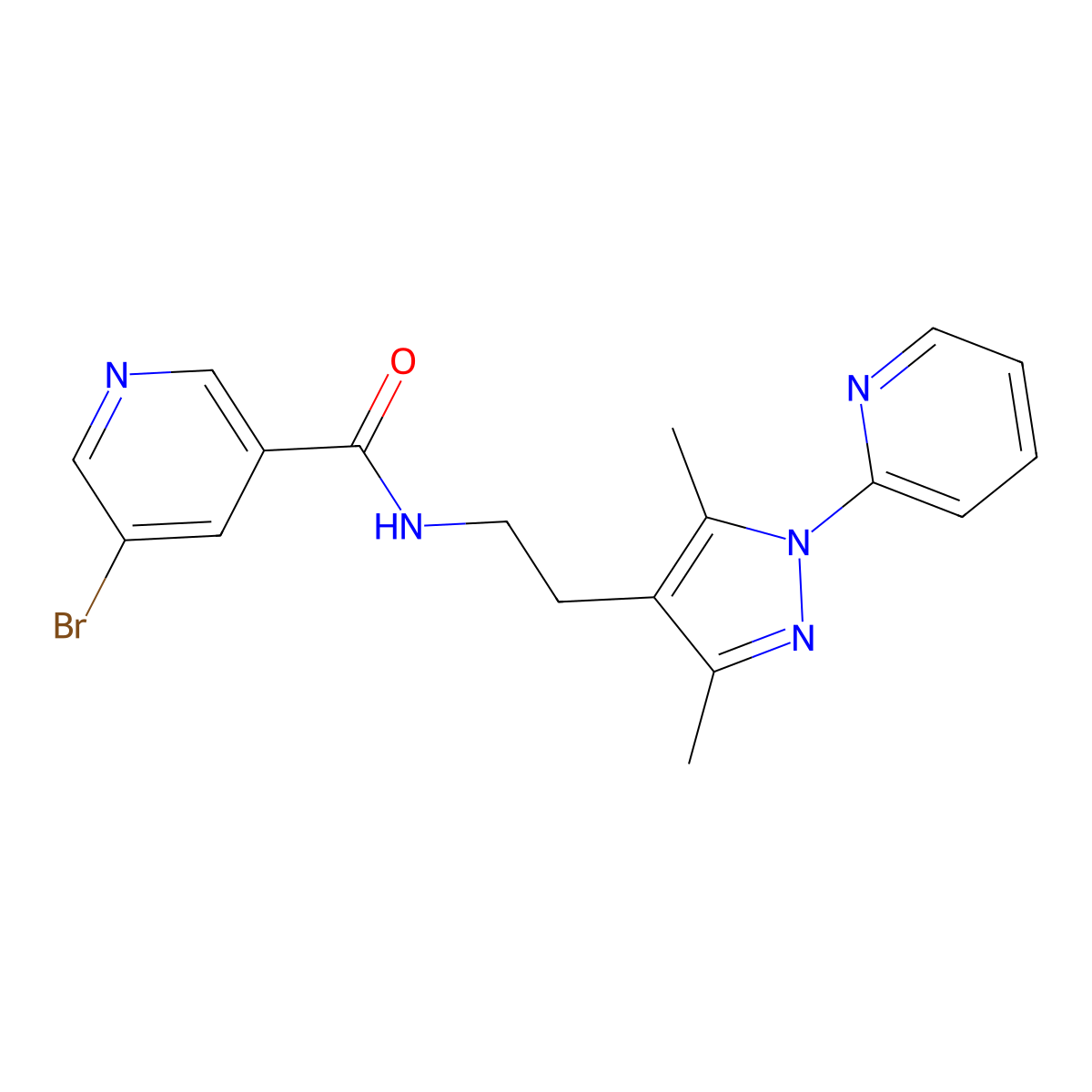 5-bromo-N-(2-(3,5-dimethyl-1-(pyridin-2-yl)-1H-pyrazol-4-yl)ethyl)nicotinamide molecular structure, CAS 2034256-63-6