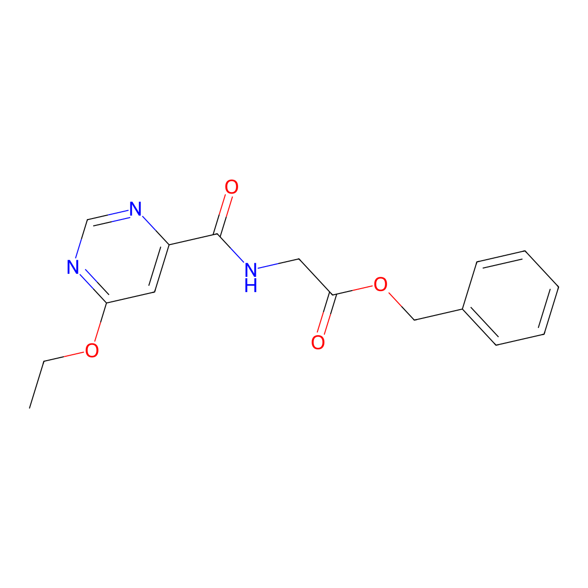 Benzyl 2-(6-ethoxypyrimidine-4-carboxamido)acetate molecular structure, CAS 2034256-64-7