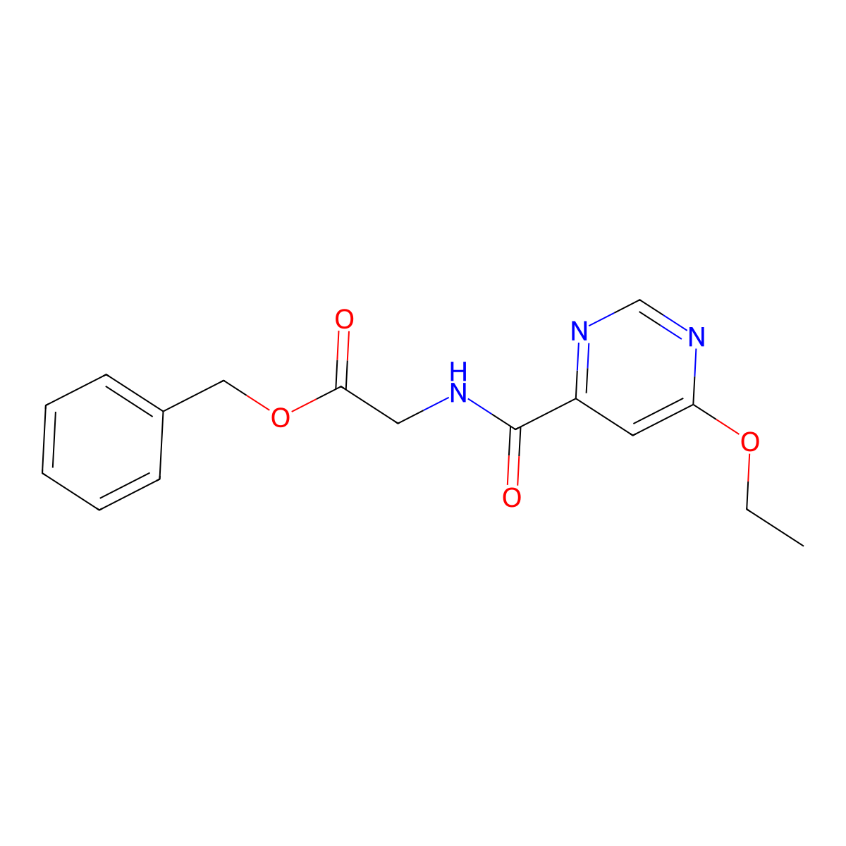 Benzyl 2-(6-ethoxypyrimidine-4-carboxamido)acetate molecular structure, CAS 2034256-64-7