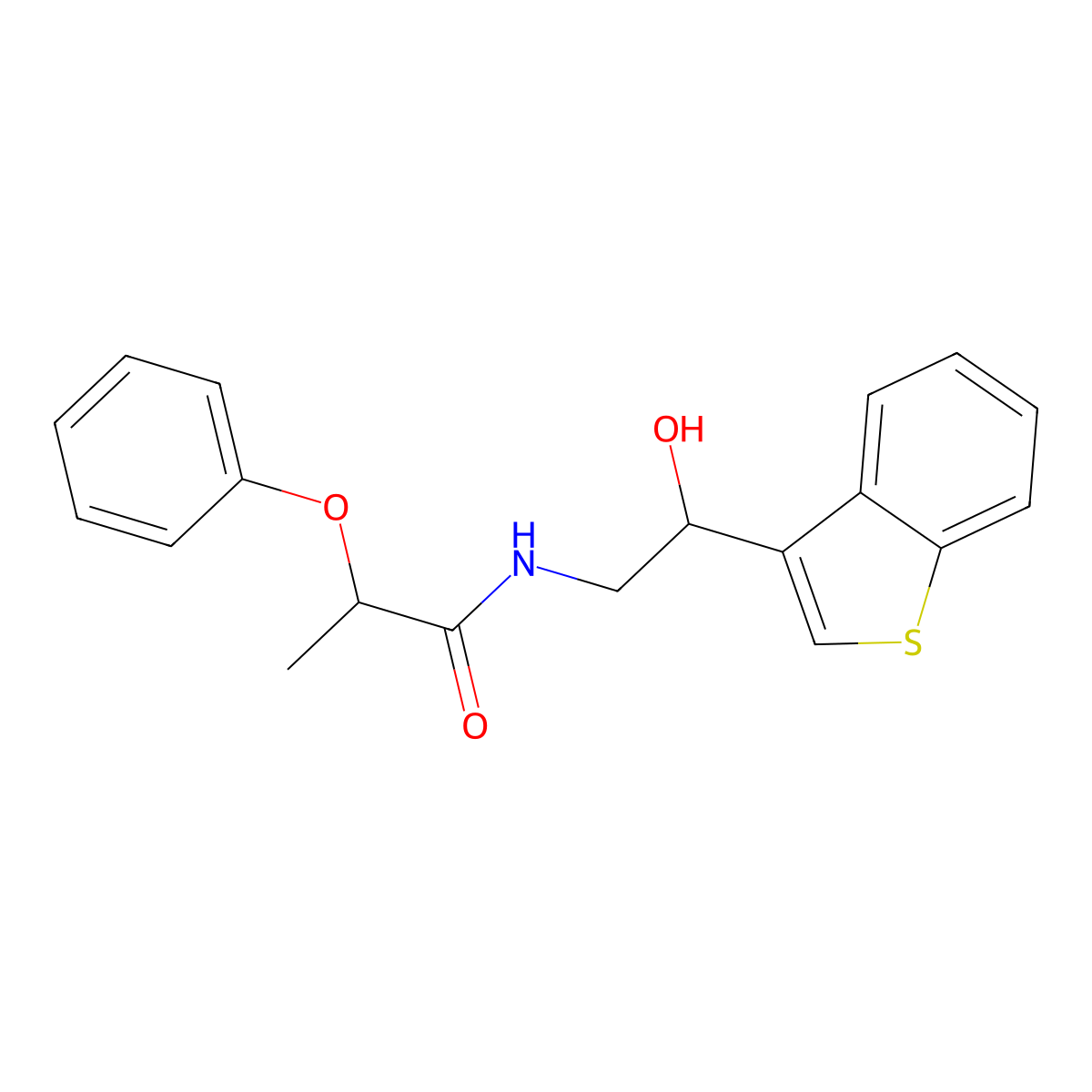 N-(2-(benzo[b]thiophen-3-yl)-2-hydroxyethyl)-2-phenoxypropanamide molecular structure, CAS 2034256-67-0