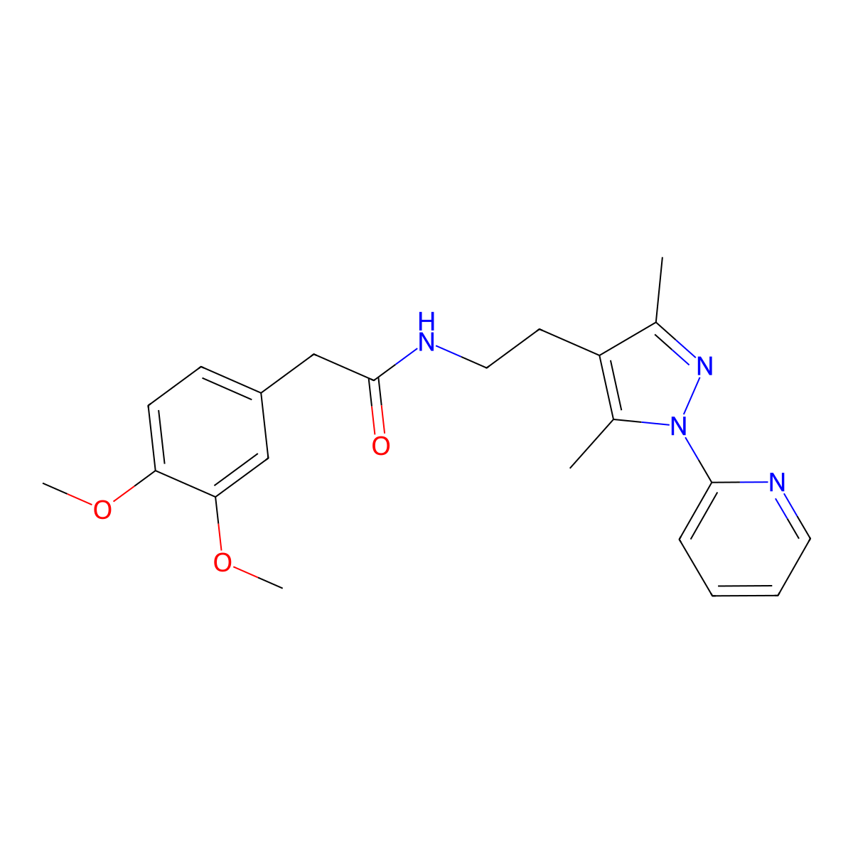 2-(3,4-dimethoxyphenyl)-N-(2-(3,5-dimethyl-1-(pyridin-2-yl)-1H-pyrazol-4-yl)ethyl)acetamide molecular structure, CAS 2034256-68-1