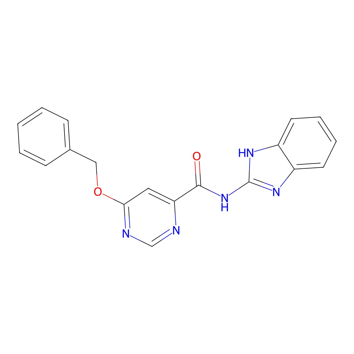 N-(1H-benzo[d]imidazol-2-yl)-6-(benzyloxy)pyrimidine-4-carboxamide molecular structure, CAS 2034256-76-1