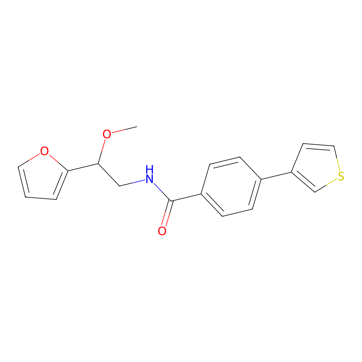 N-(2-(furan-2-yl)-2-methoxyethyl)-4-(thiophen-3-yl)benzamide molecular structure, CAS 2034256-79-4