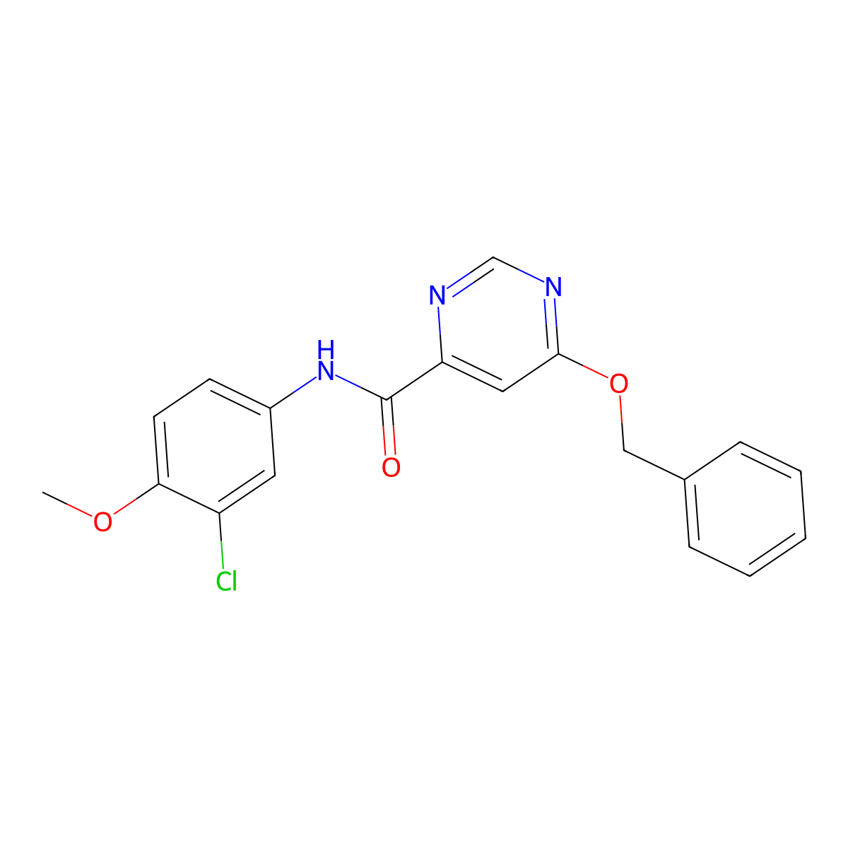 6-(benzyloxy)-N-(3-chloro-4-methoxyphenyl)pyrimidine-4-carboxamide molecular structure, CAS 2034256-81-8