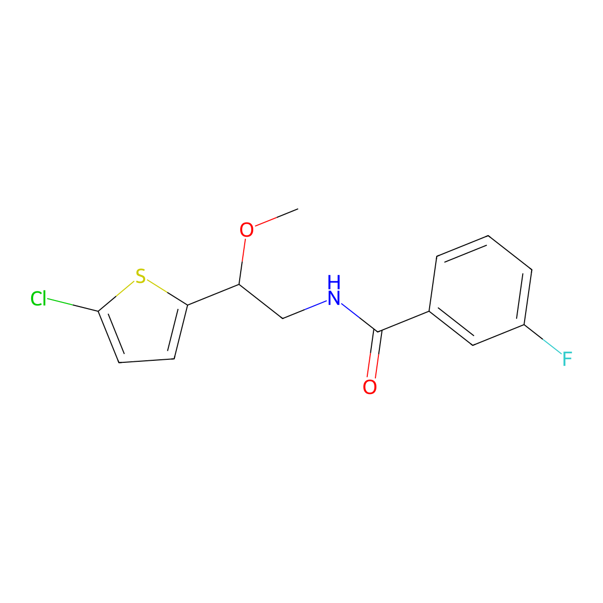 N-[2-(5-chlorothiophen-2-yl)-2-methoxyethyl]-3-fluorobenzamide molecular structure, CAS 2034256-82-9