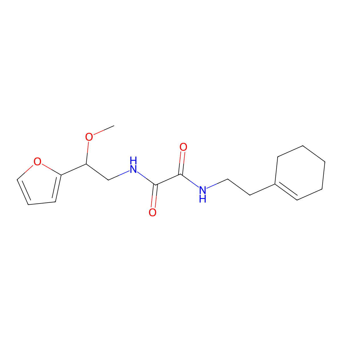 N1-(2-(cyclohex-1-en-1-yl)ethyl)-N2-(2-(furan-2-yl)-2-methoxyethyl)oxalamide molecular structure, CAS 2034256-84-1