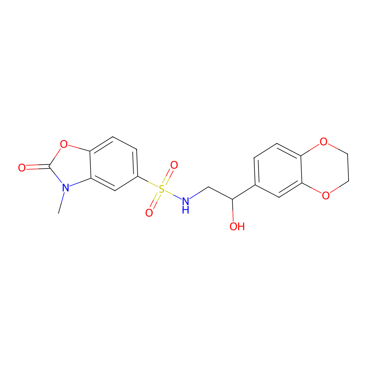 N-(2-(2,3-dihydrobenzo[b][1,4]dioxin-6-yl)-2-hydroxyethyl)-3-methyl-2-oxo-2,3-dihydrobenzo[d]oxazole-5-sulfonamide molecular structure, CAS 2034256-87-4