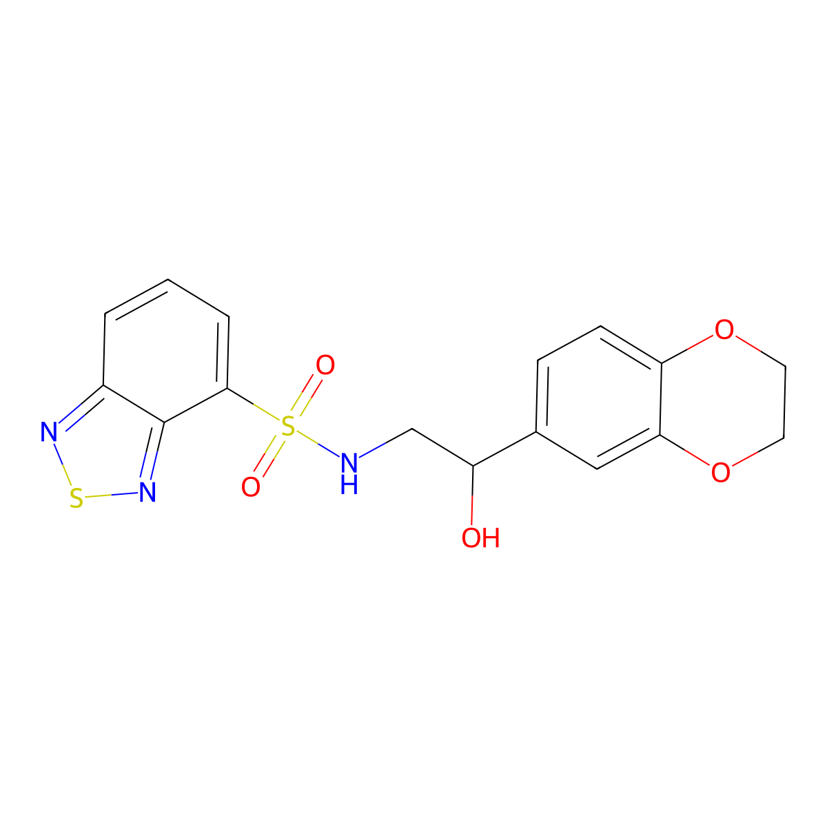 N-(2-(2,3-dihydrobenzo[b][1,4]dioxin-6-yl)-2-hydroxyethyl)benzo[c][1,2,5]thiadiazole-4-sulfonamide molecular structure, CAS 2034256-89-6