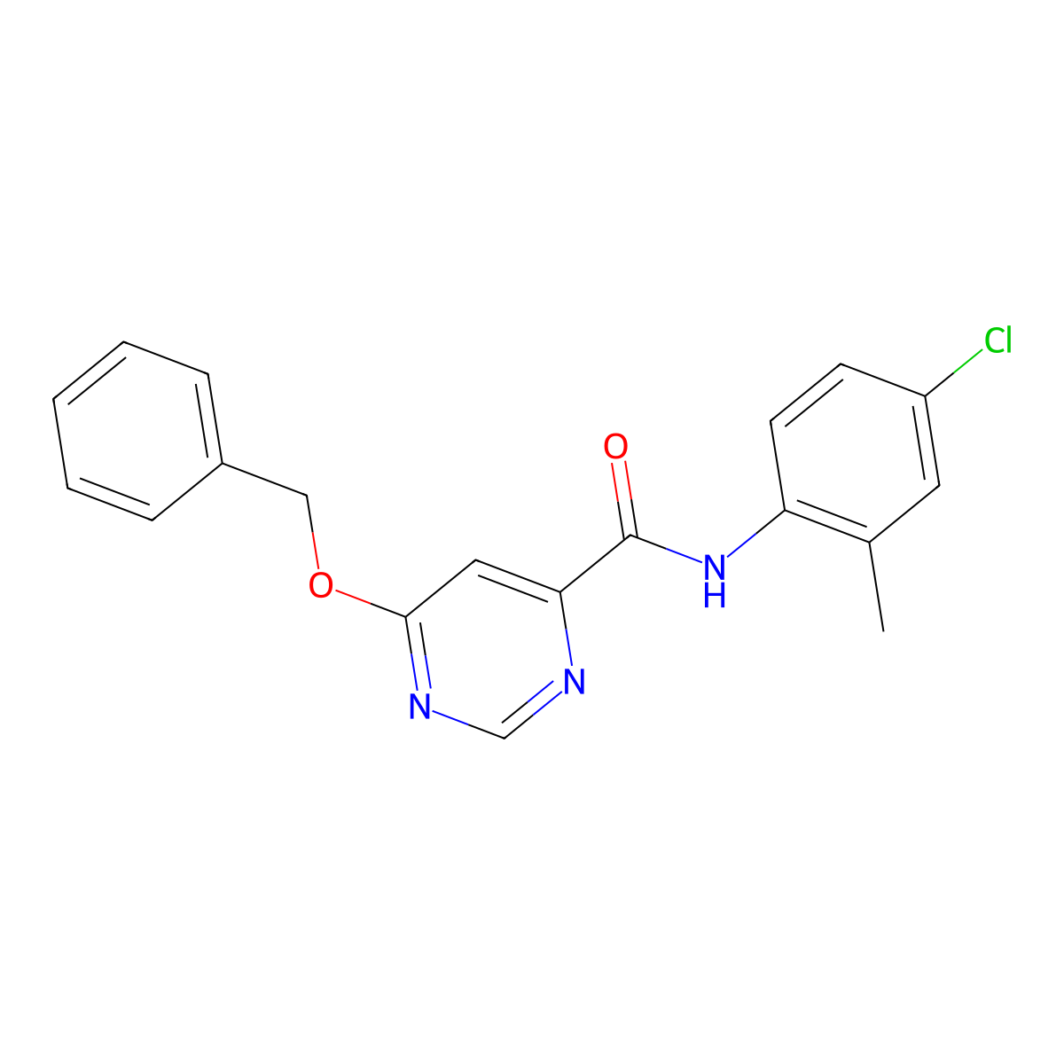 6-(benzyloxy)-N-(4-chloro-2-methylphenyl)pyrimidine-4-carboxamide molecular structure, CAS 2034256-90-9