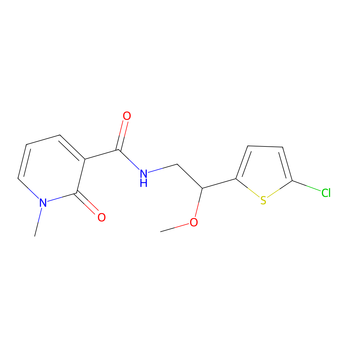 N-[2-(5-chlorothiophen-2-yl)-2-methoxyethyl]-1-methyl-2-oxo-1,2-dihydropyridine-3-carboxamide molecular structure, CAS 2034256-91-0