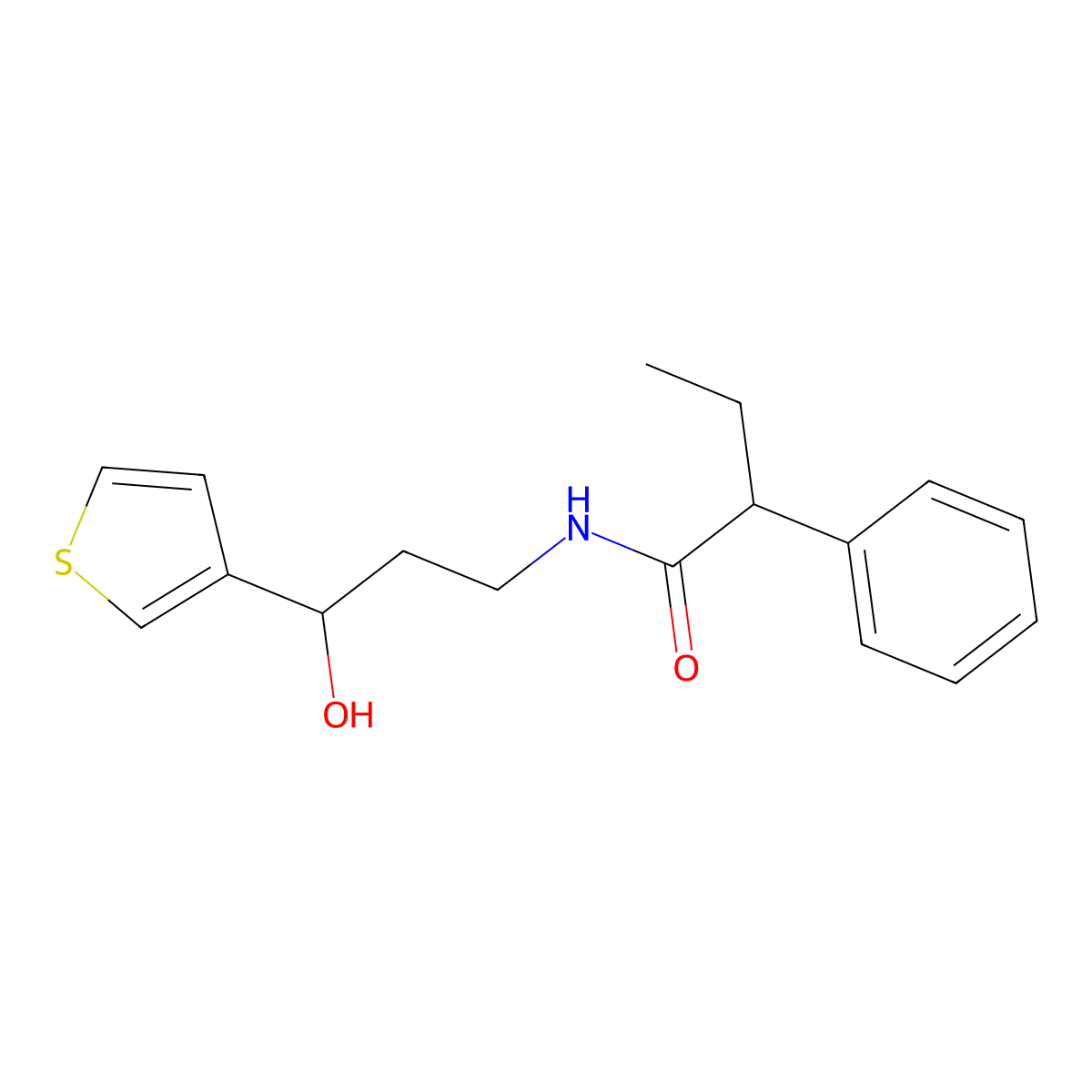 N-[3-hydroxy-3-(thiophen-3-yl)propyl]-2-phenylbutanamide molecular structure, CAS 2034256-94-3
