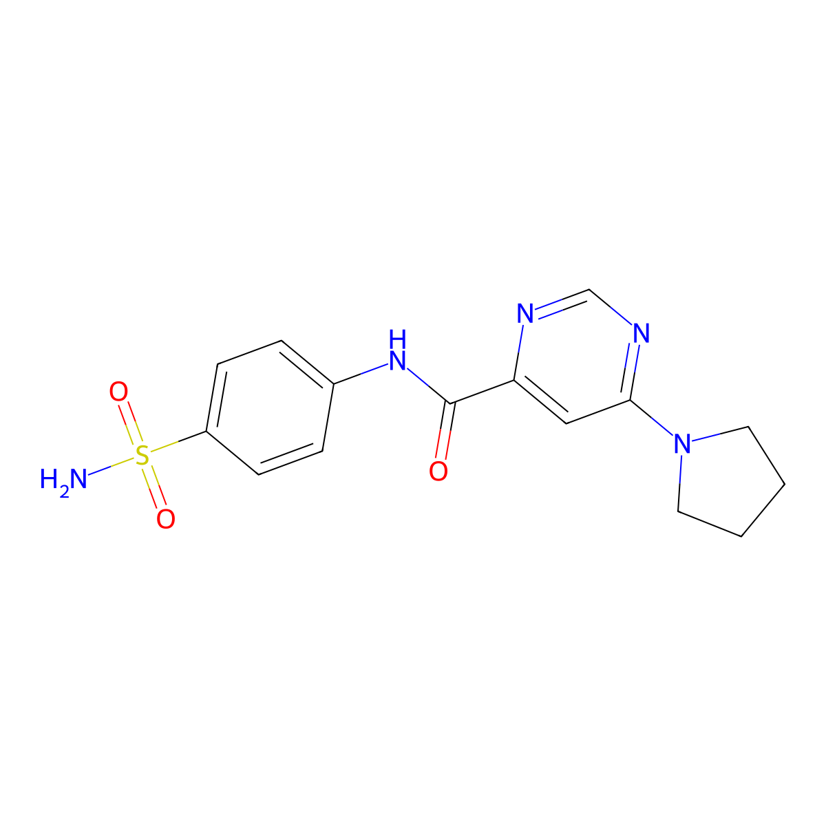 6-(pyrrolidin-1-yl)-N-(4-sulfamoylphenyl)pyrimidine-4-carboxamide molecular structure, CAS 2034256-98-7