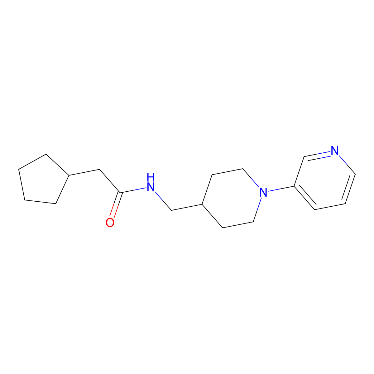 2-cyclopentyl-N-{[1-(pyridin-3-yl)piperidin-4-yl]methyl}acetamide molecular structure, CAS 2034257-01-5