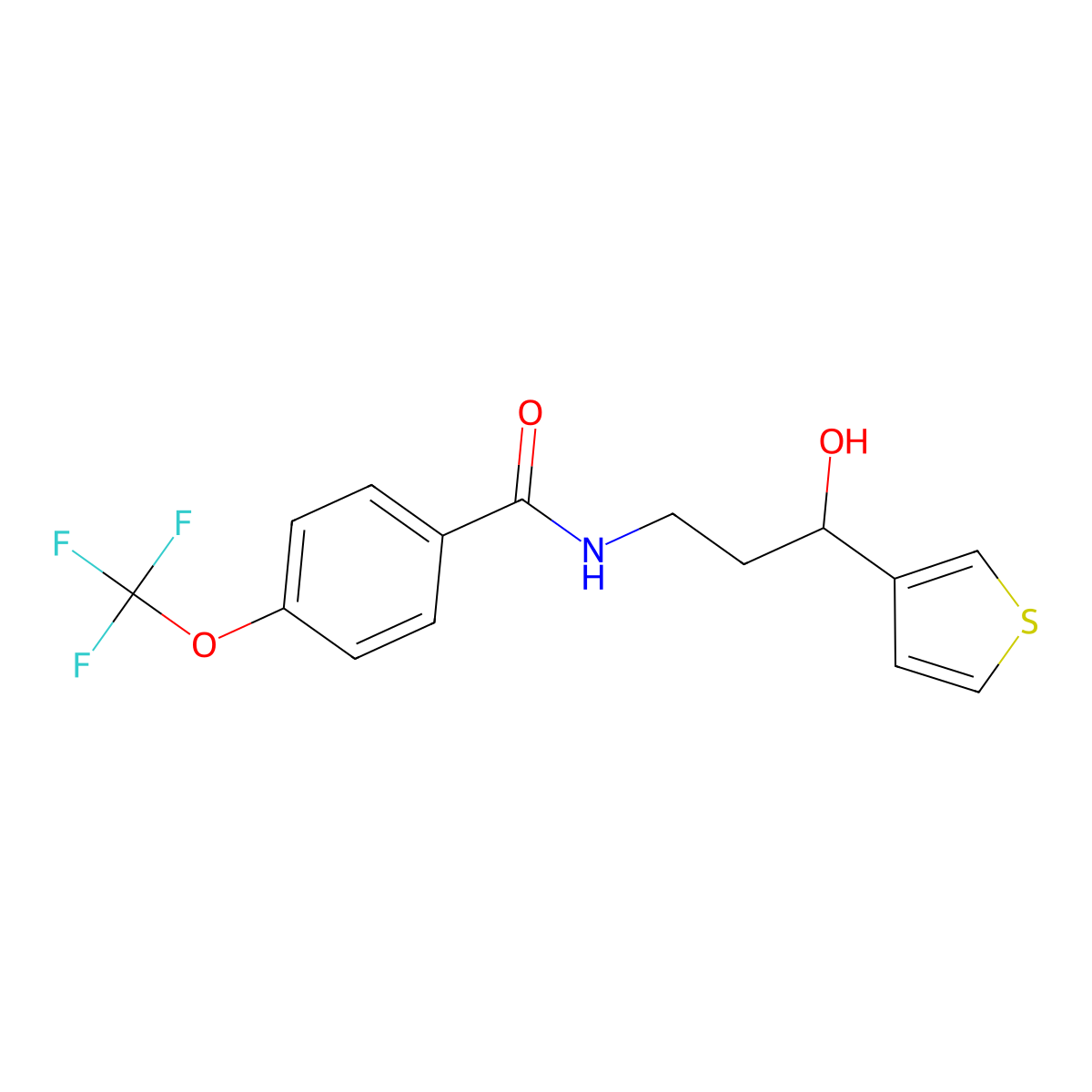 N-[3-hydroxy-3-(thiophen-3-yl)propyl]-4-(trifluoromethoxy)benzamide molecular structure, CAS 2034257-02-6
