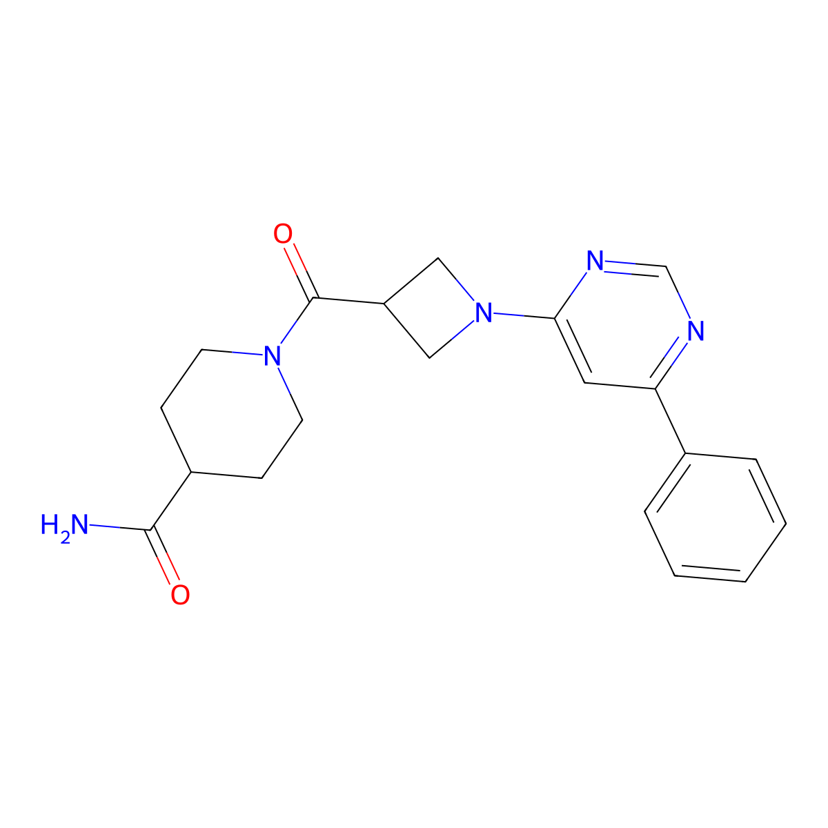 1-[1-(6-Phenylpyrimidin-4-yl)azetidine-3-carbonyl]piperidine-4-carboxamide molecular structure, CAS 2034257-04-8