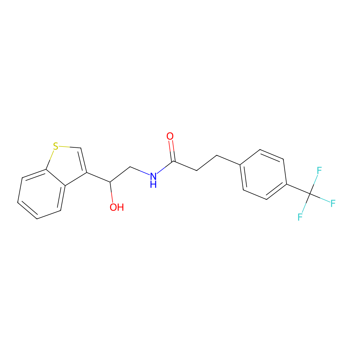 N-(2-(benzo[b]thiophen-3-yl)-2-hydroxyethyl)-3-(4-(trifluoromethyl)phenyl)propanamide molecular structure, CAS 2034257-05-9