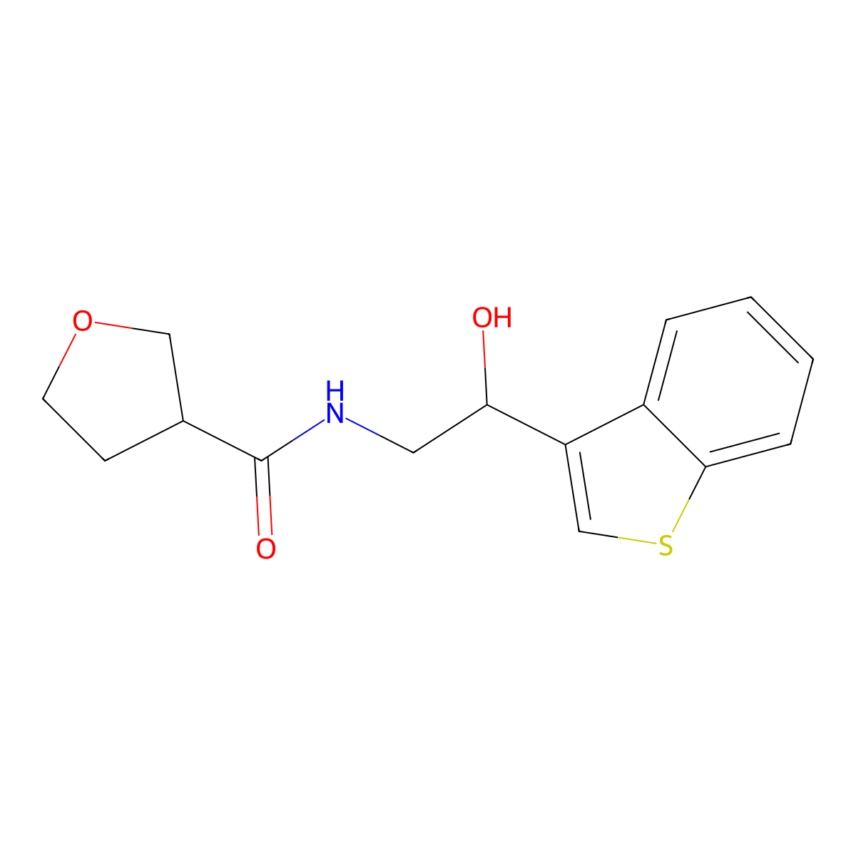 N-[2-(1-benzothiophen-3-yl)-2-hydroxyethyl]oxolane-3-carboxamide molecular structure, CAS 2034257-07-1