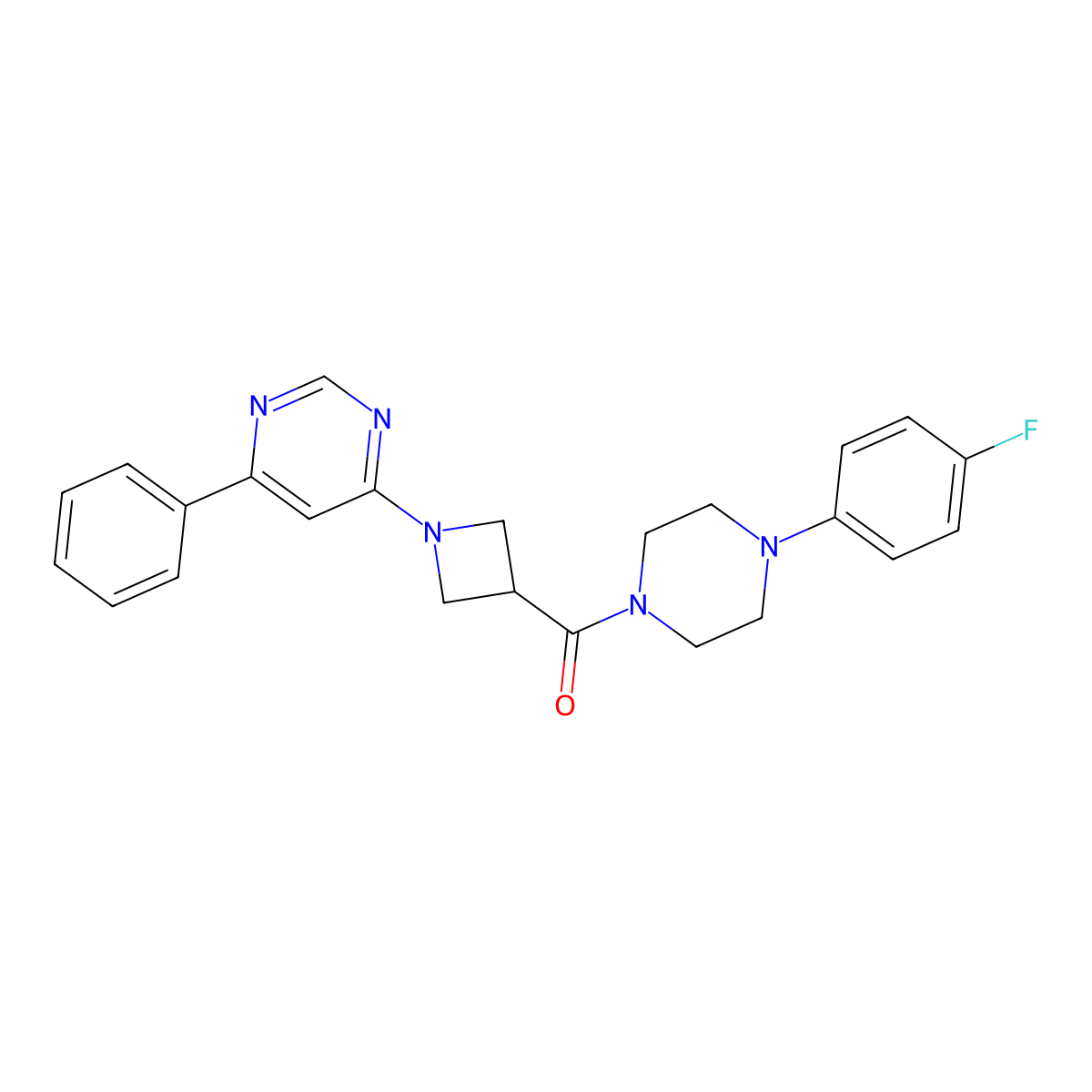 (4-(4-Fluorophenyl)piperazin-1-yl)(1-(6-phenylpyrimidin-4-yl)azetidin-3-yl)methanone molecular structure, CAS 2034257-09-3