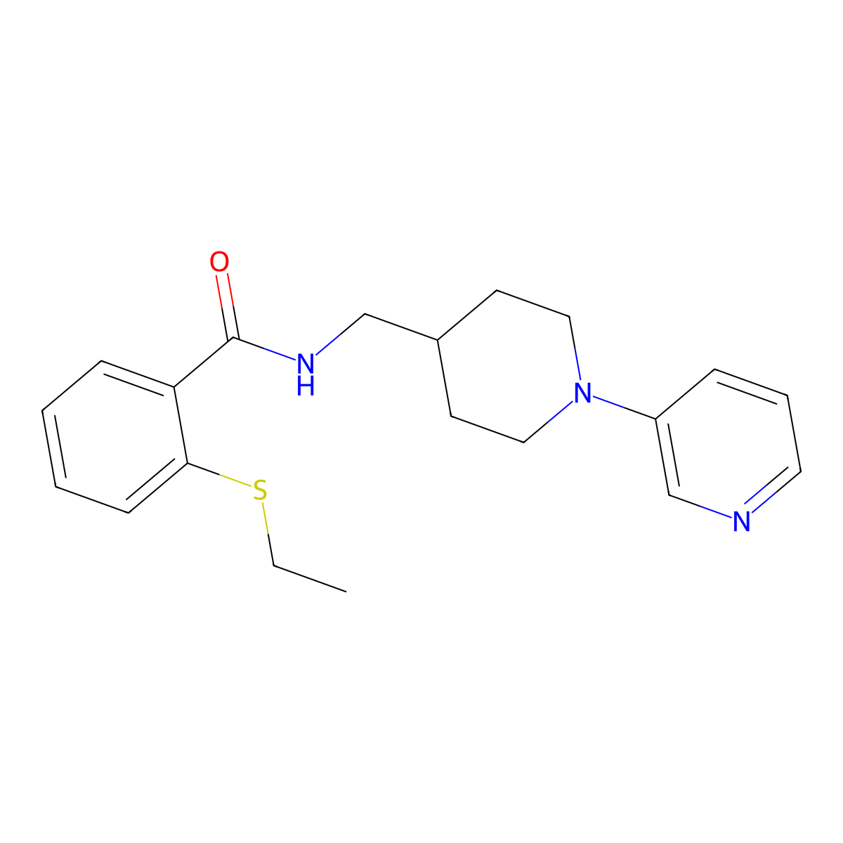 2-(ethylthio)-N-((1-(pyridin-3-yl)piperidin-4-yl)methyl)benzamide molecular structure, CAS 2034257-16-2
