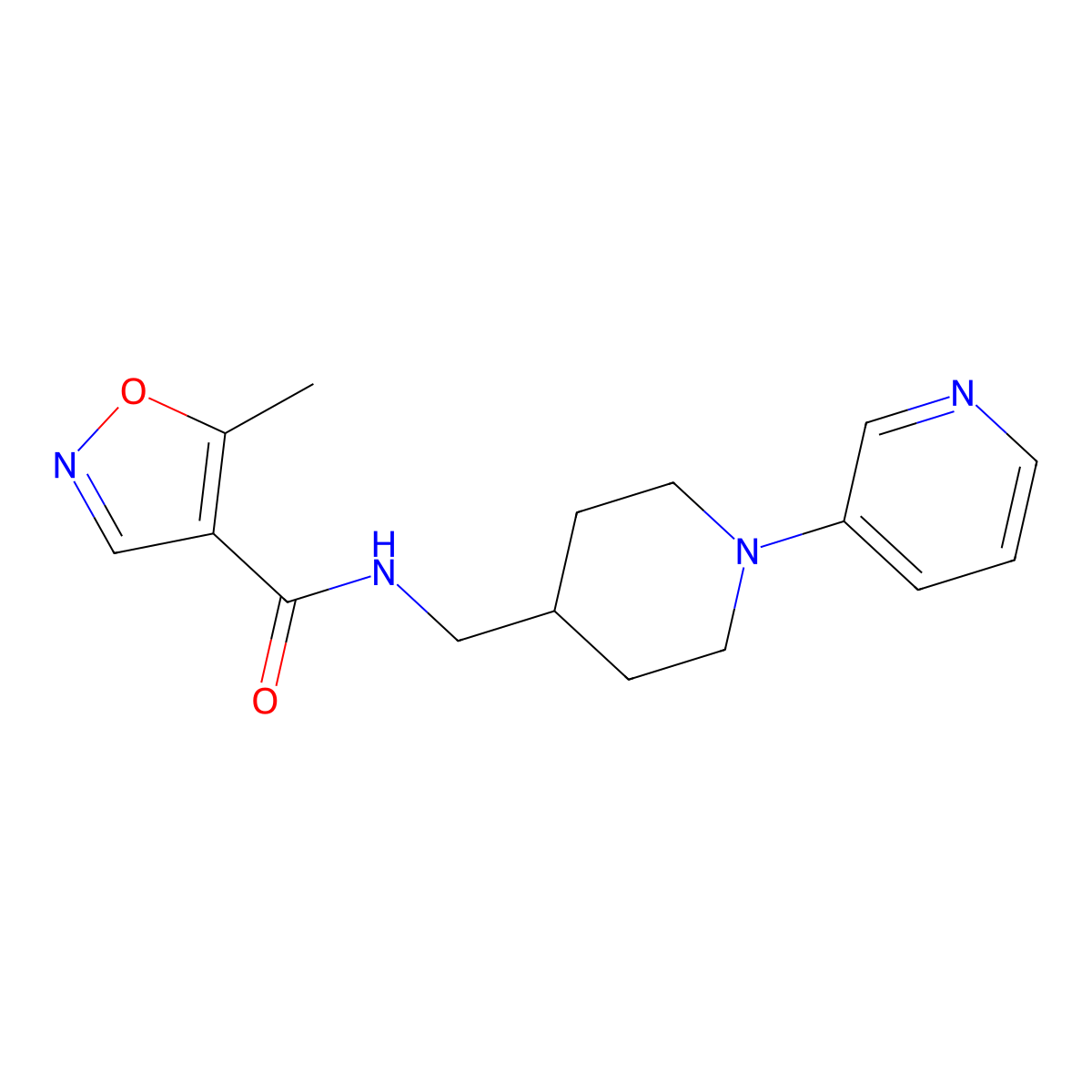 5-methyl-N-((1-(pyridin-3-yl)piperidin-4-yl)methyl)isoxazole-4-carboxamide molecular structure, CAS 2034257-19-5