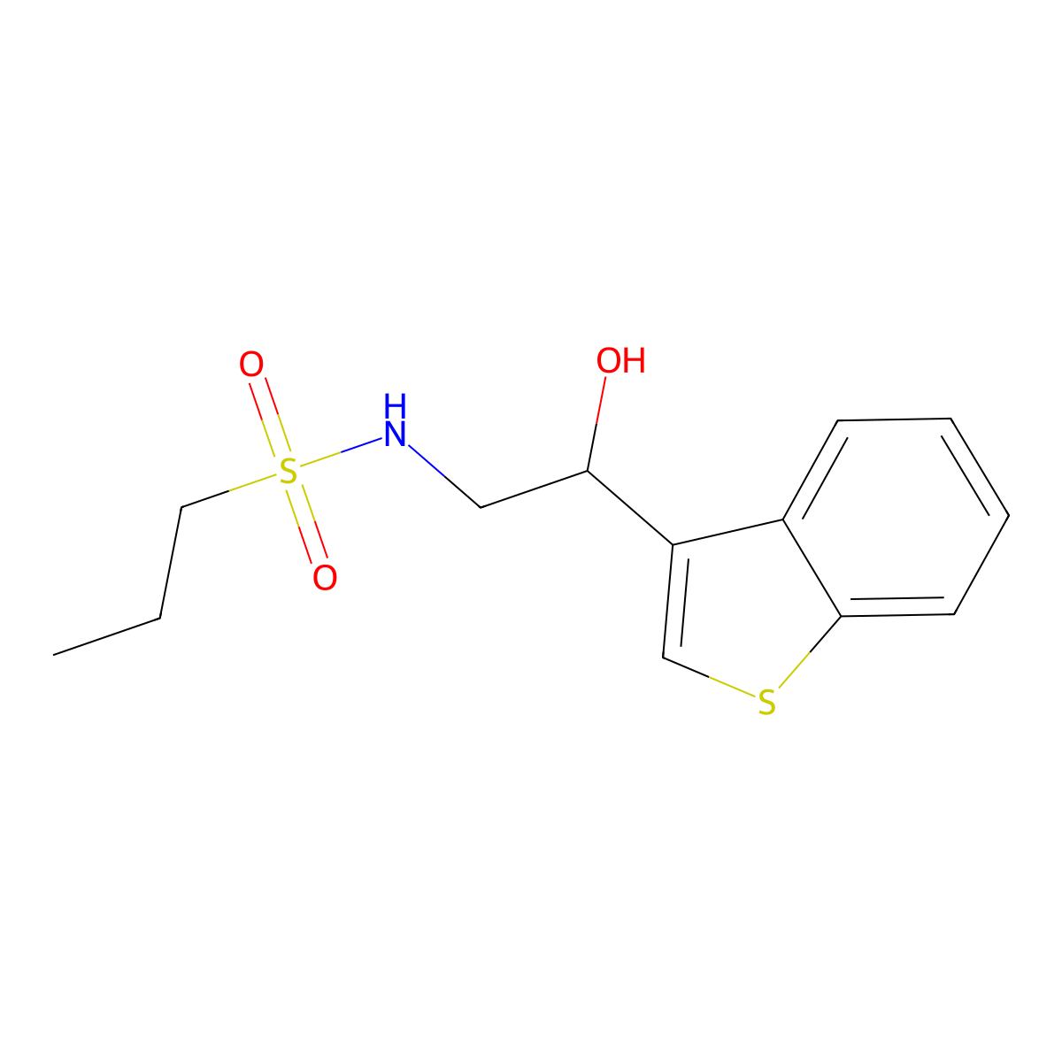 N-(2-(benzo[b]thiophen-3-yl)-2-hydroxyethyl)propane-1-sulfonamide molecular structure, CAS 2034257-21-9