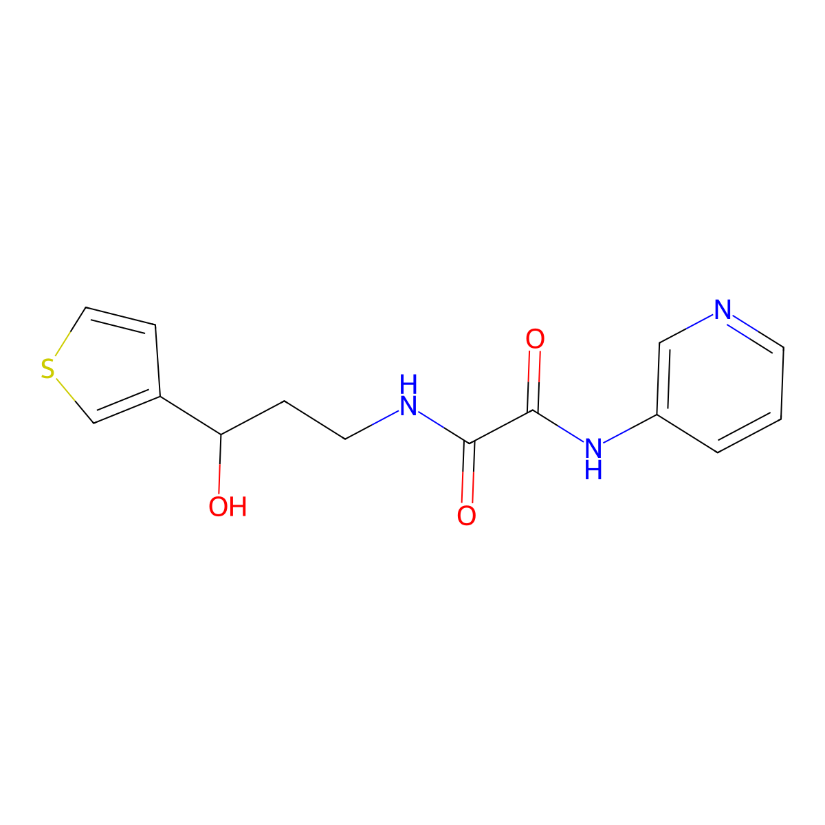 N1-(3-hydroxy-3-(thiophen-3-yl)propyl)-N2-(pyridin-3-yl)oxalamide molecular structure, CAS 2034257-24-2