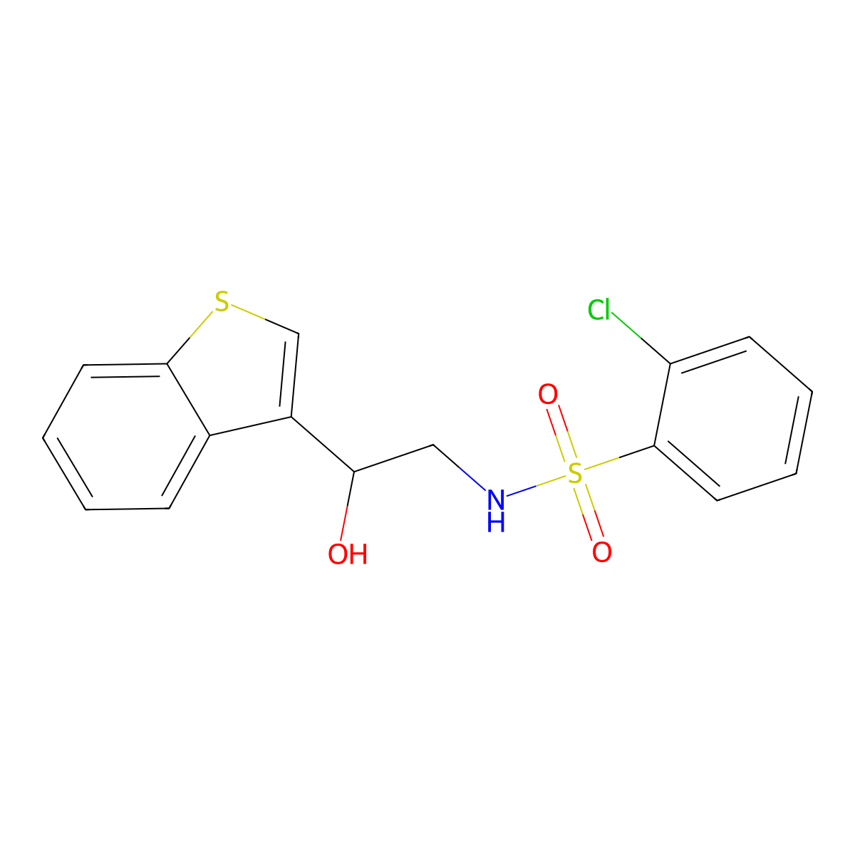 N-(2-(benzo[b]thiophen-3-yl)-2-hydroxyethyl)-2-chlorobenzenesulfonamide molecular structure, CAS 2034257-27-5