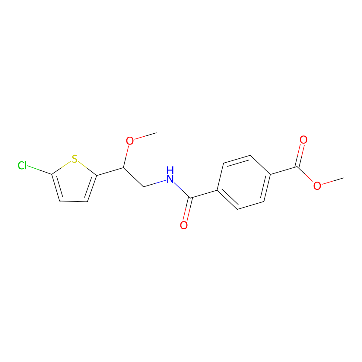 Methyl 4-{[2-(5-chlorothiophen-2-yl)-2-methoxyethyl]carbamoyl}benzoate molecular structure, CAS 2034257-28-6