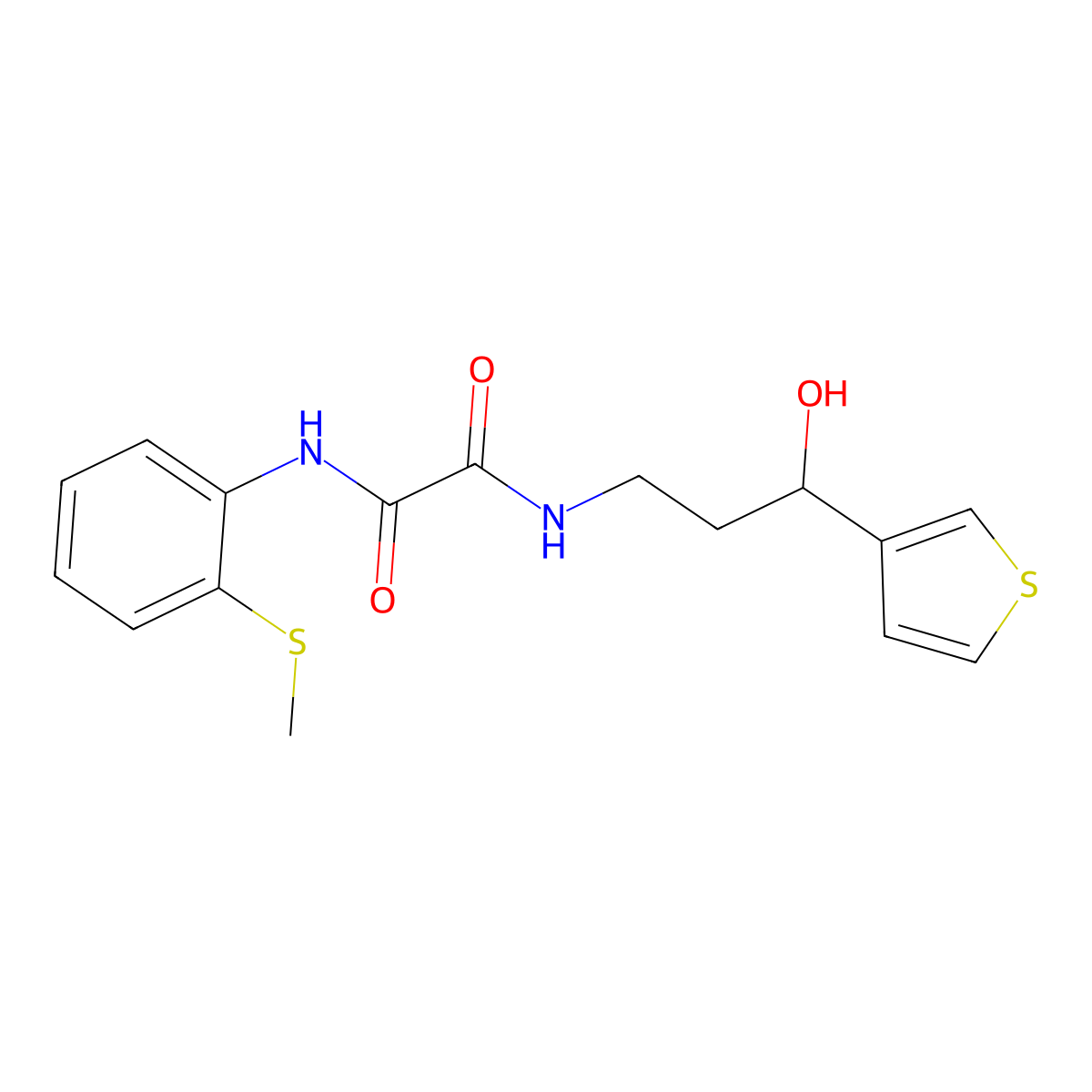 N1-(3-hydroxy-3-(thiophen-3-yl)propyl)-N2-(2-(methylthio)phenyl)oxalamide molecular structure, CAS 2034257-29-7