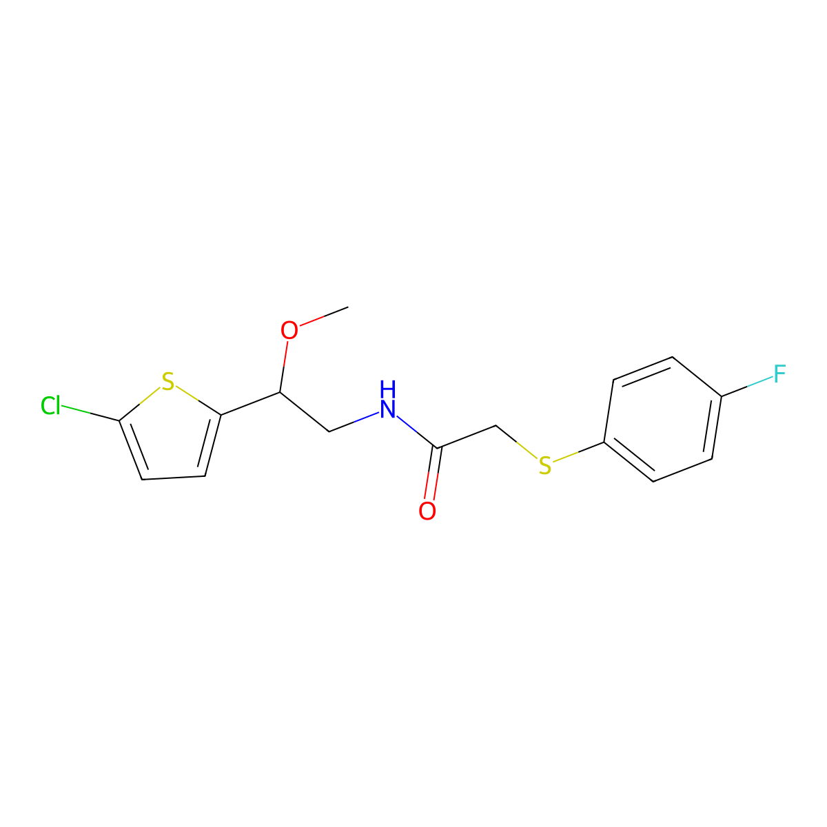 N-(2-(5-chlorothiophen-2-yl)-2-methoxyethyl)-2-((4-fluorophenyl)thio)acetamide molecular structure, CAS 2034257-32-2
