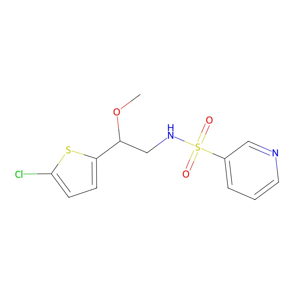 N-[2-(5-chlorothiophen-2-yl)-2-methoxyethyl]pyridine-3-sulfonamide molecular structure, CAS 2034257-44-6