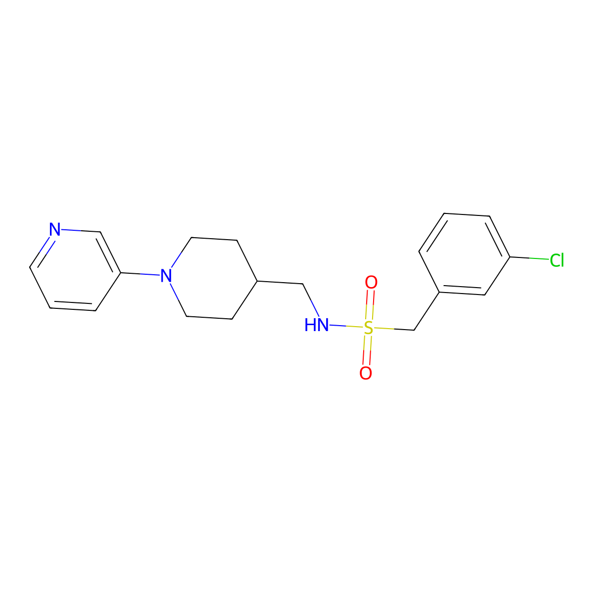 1-(3-chlorophenyl)-N-{[1-(pyridin-3-yl)piperidin-4-yl]methyl}methanesulfonamide molecular structure, CAS 2034257-45-7
