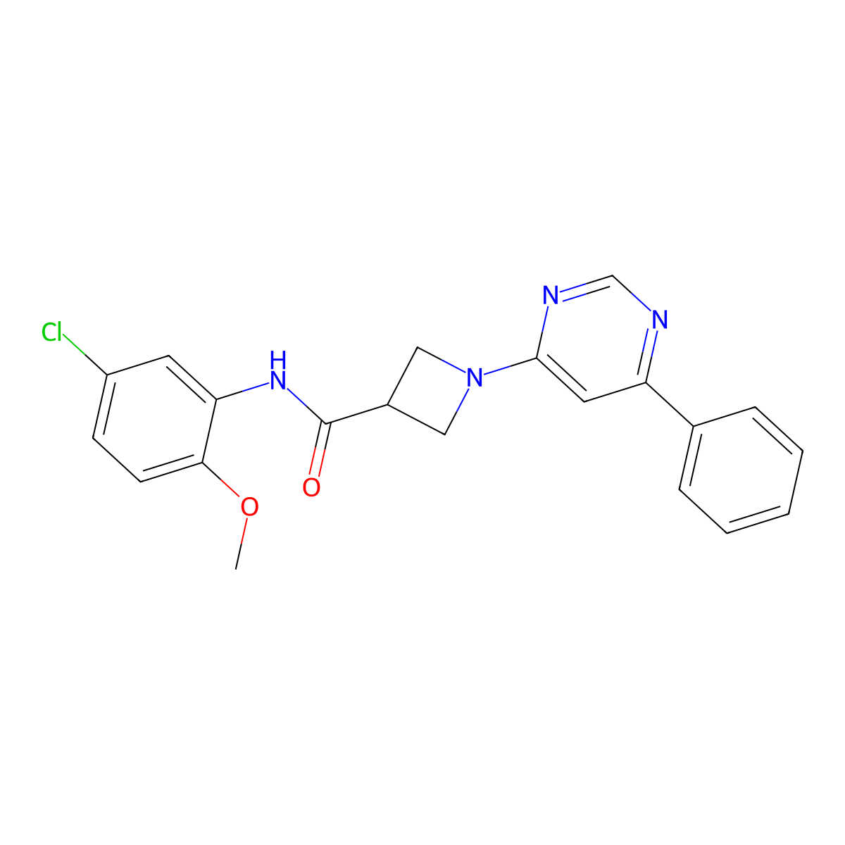 N-(5-chloro-2-methoxyphenyl)-1-(6-phenylpyrimidin-4-yl)azetidine-3-carboxamide molecular structure, CAS 2034257-47-9