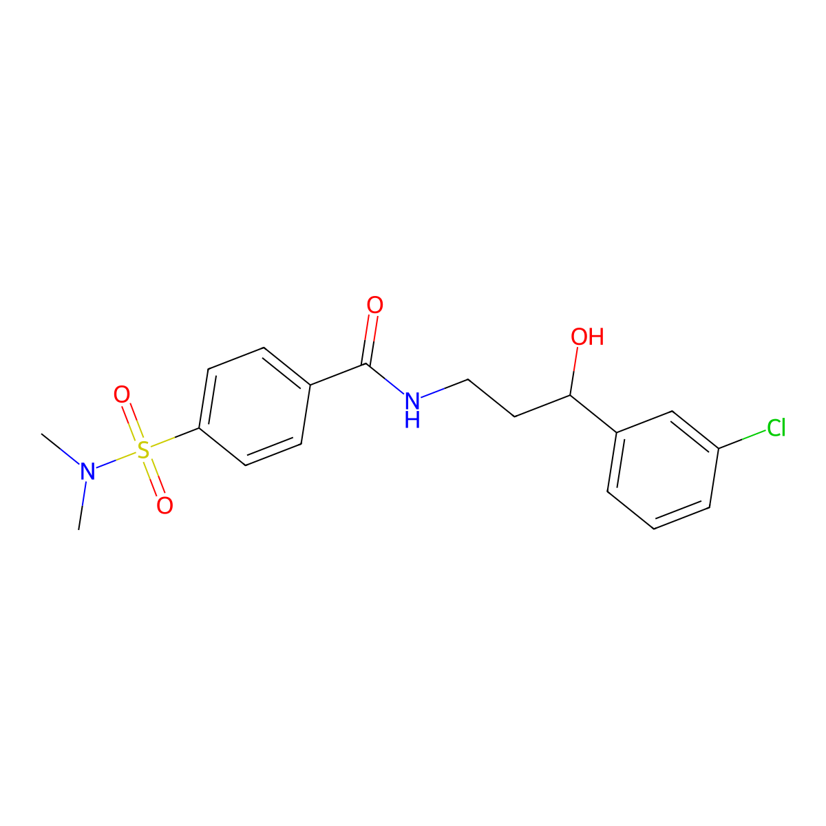 N-(3-(3-chlorophenyl)-3-hydroxypropyl)-4-(N,N-dimethylsulfamoyl)benzamide molecular structure, CAS 2034257-52-6