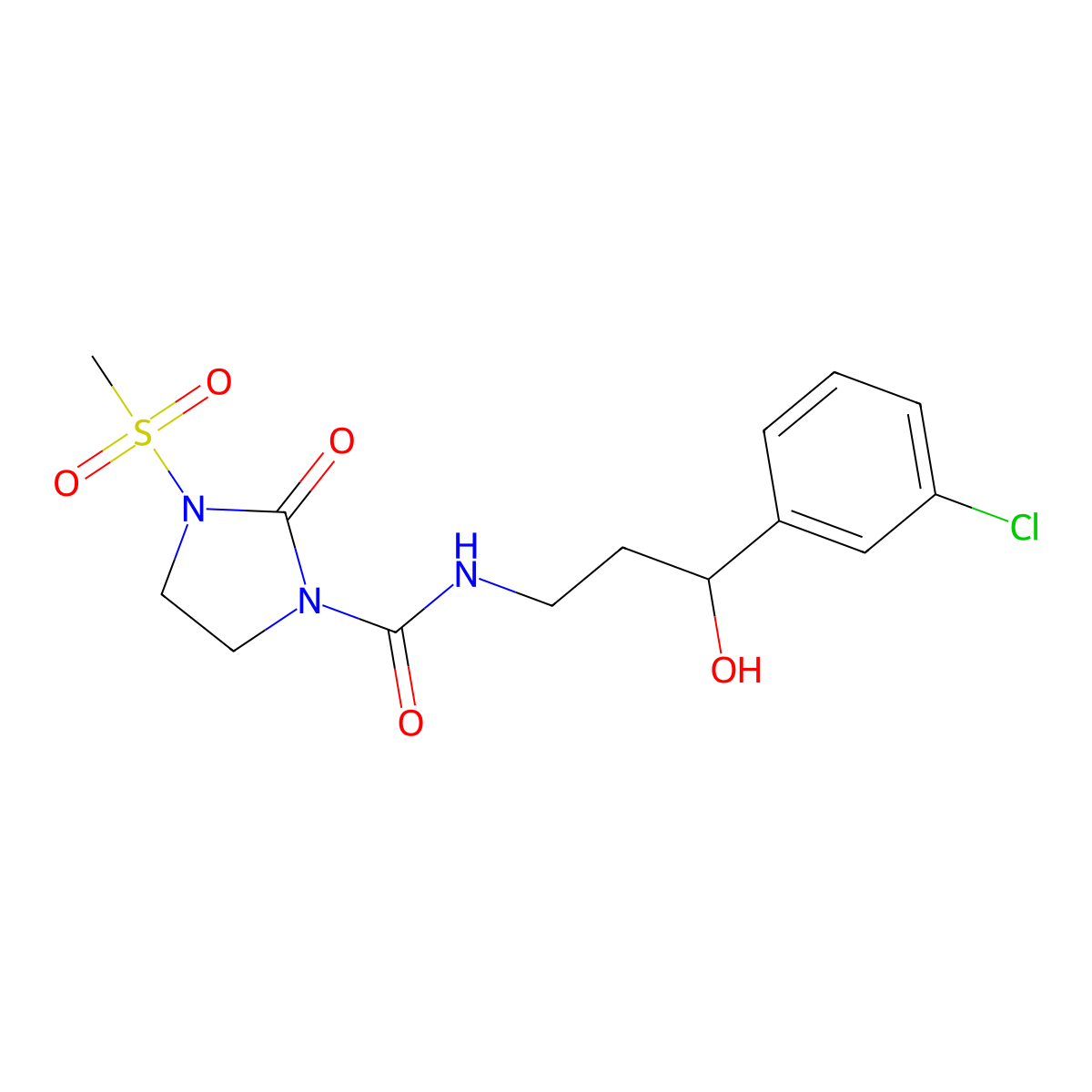 N-(3-(3-chlorophenyl)-3-hydroxypropyl)-3-(methylsulfonyl)-2-oxoimidazolidine-1-carboxamide molecular structure, CAS 2034257-54-8