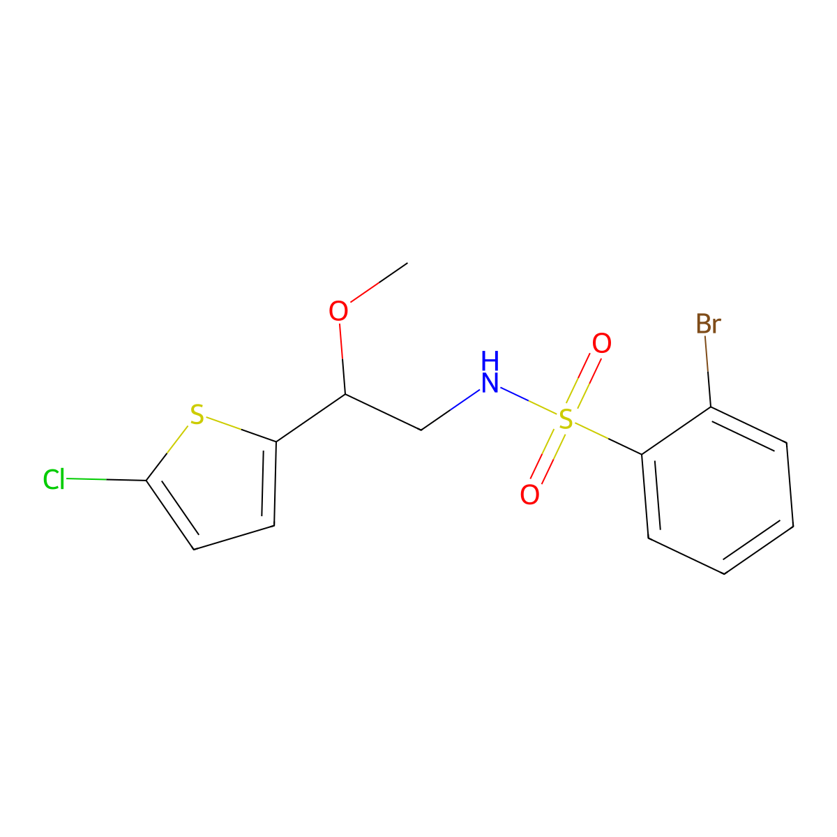 2-bromo-N-(2-(5-chlorothiophen-2-yl)-2-methoxyethyl)benzenesulfonamide molecular structure, CAS 2034257-58-2