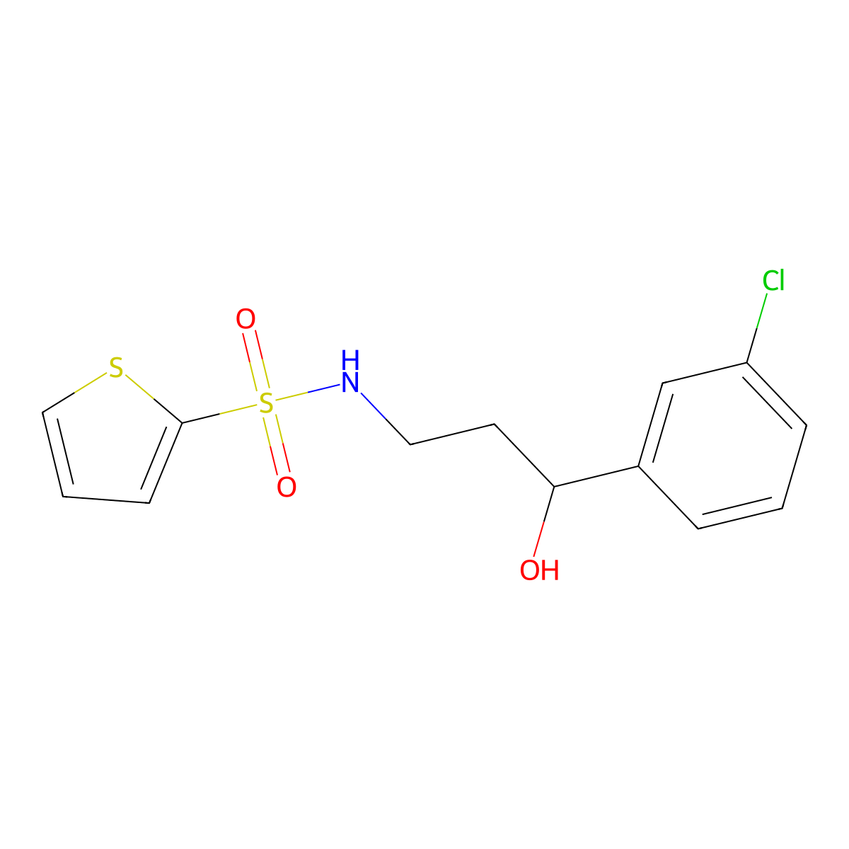 N-[3-(3-chlorophenyl)-3-hydroxypropyl]thiophene-2-sulfonamide molecular structure, CAS 2034257-59-3